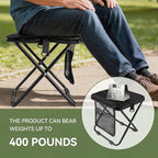 Portable foldable backpack stool, Camping Chair, with dual storage pockets and side pockets Compact adult-sized portable stool, ideal for camping, hiking, outdoor activities capacity 250 lbs (Black)