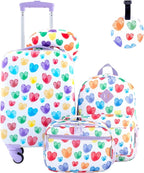 Travelers Club 5 Piece Kids' Luggage Set, Thumbprint Heart