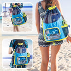 Mesh Drawstring Backpack with Shoe Compartment, Sandproof Beach Swim Bag with Wet Pocket, Pool Gym Shower Bag for Travel Summer Camp