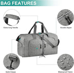 Dimayar 40L Travel Duffle Bag - Foldable Duffel Bag with Shoes Compartment - Overnight Bags Waterproof & Tear Resistant(Gray)
