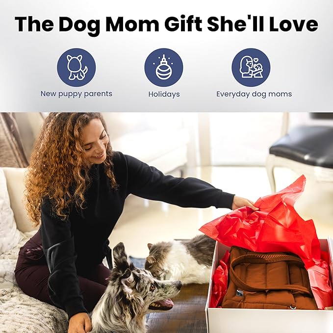 rubyloo Puffer Dog Travel Bag for Dog Moms – Doggy Diaper Bag with Pet Bowls & Food Storage or Everyday Puffy Tote – Doggy Mom Gifts for Women – Lightweight, Travel-Ready Gift for Pet Lovers - Rust