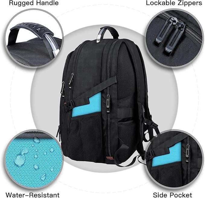 ANTERK Extra Large Backpack, Travel Backpack, Sturdy TSA Water Resistant 17.3 Inch Carry on Backpacks, Anti Theft Business Computer Backpacks Gifts for Men Women, Lake Blue