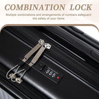 GDFStudio 14/20 Inch 2 Piece Luggage Set with Front Opening Design, ABS Hard Shell Spinner Suitcase with Combination Lock,360° Silent Wheels, Retractable Handle, and 14” Portable Cosmetic Case,Black
