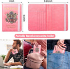 Passport Holder for Travel Women, RFID Blocking Passport Wallet Cover Case, Waterproof Leather Travel Wallet, Document Protector for Traveling Accessories-Hot Pink