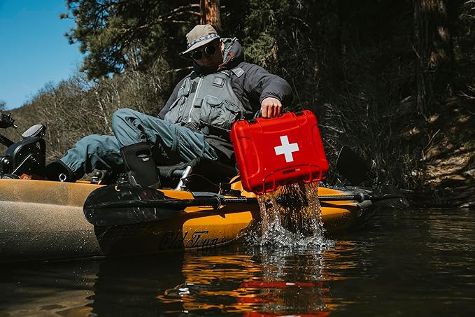 NANUK 908 Waterproof First Aid Box Empty – Durable, Medical First Aid Organizer Case, IP67-Rated, Dustproof, Impact-Resistant, and Floats (9.5" x 7.5" x 7.5") – Red