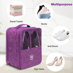 Large Shoe Bags for Travel, Shoe Travel Bag Holds 3 Pairs of Shoes, Travel Shoe Bags for Packing in Suitcase, Portable Dance Shoe Storage Pouch, Shoe Organizer, Sneaker Storage Bag(Purple)