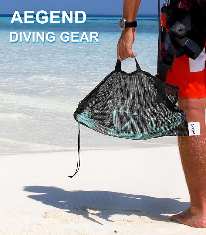Aegend Snorkeling Gear for Adults Youth Kids, Snorkel Mask with Top Dry Valve - Panoramic View Anti-Leak and Anti-Fog with Mesh Bag for Snorkeling, Scuba Diving, Freediving & Swimming