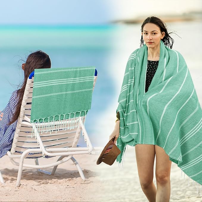 YSYJ Oversized Turkish Beach Towel Giant XXL Beach Towel Quick Dry Sand Free Extra Large Turkish Lightweight XL Beach Blanket for Travel Teal