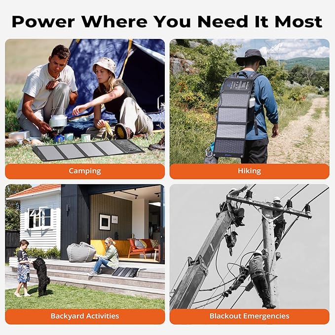 BigBlue 28W Solar Panel Charger with Dual USB-C and USB-A, Portable Solar Phone Charger for Camping, Hiking, Backpacking, Emergency Solar Charger for iPhone, iPad, Samsung Galaxy, Power Bank, GPS etc
