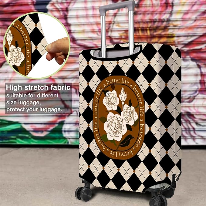 Travel Luggage Cover Suitcase Protector Fits 18-32 Inch Wheel Covers PatternedTravel Related Items Flower Luggage Protector Elastic S