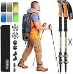 Foxelli Trekking Poles – Lightweight Collapsible Aircraft Grade Aluminum Hiking Poles with Cork Grips Quick Locks & All-Terrain Accessories – Pair of 2