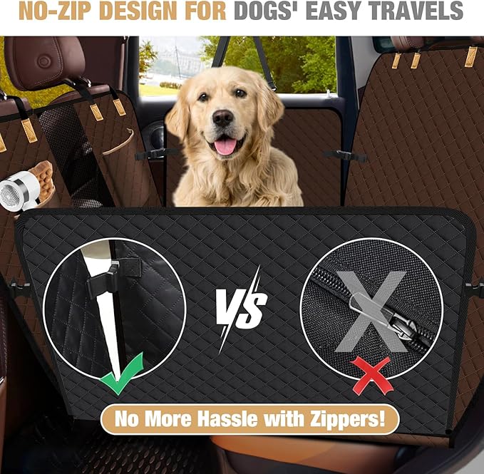 Lekereise Dog Car Seat Cover for Back Seat,Hard Bottom Dog Hammock for Car,Camping Air Mattress (Bronze)