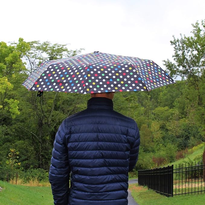 totes Portable Umbrella for Travel – Compact for Car, Backpack and Purse – Windproof, Strong, UV Sun Protection, Water-Repellant, Foldable On-the-Go Umbrella with Auto Open/Close