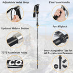 Covacure Trekking Poles Collapsible Hiking Poles - 2 Pack Aluminum Alloy 7075 Trekking Sticks with Quick Lock System, Telescopic, Collapsible for Hiking, Camping