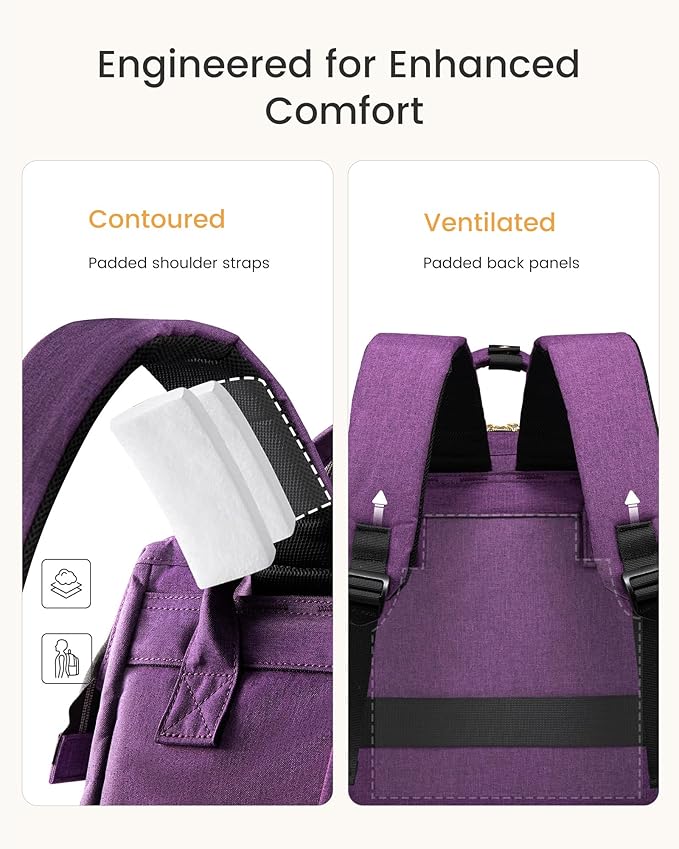 LOVEVOOK Laptop Backpack for Women with Giant Tumbler Holder Pocket,15.6 inch Waterproof Travel Backpack Purse Computer Laptop Bag,Professional Work College Nurse Teacher Backpack Daypack,Grayish-pink