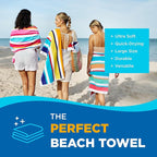 Kaufman - Joey Velour Colored Classic Multi-Color Stripe Beach & Pool Towel - Large 100% Combed Cotton Beach Towel - Soft & Absorbent Colorful Towels - 32" x 62" - 24 Pack