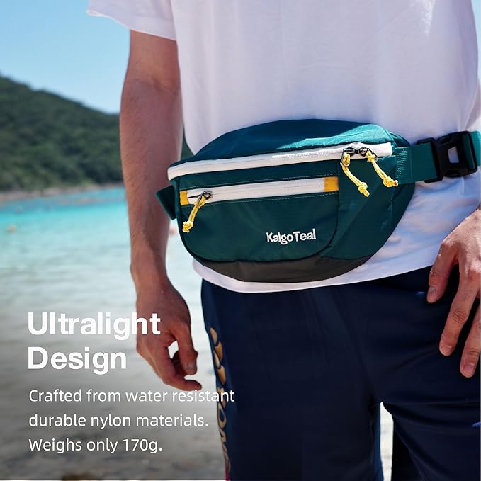 Ultralight Travel Waist Pack 2.5L, Large Water Resistant Fanny Pack for Men & Women.