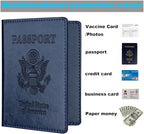 Herain Passport Holder 2Pcs, Passport Cover Wallet Case for Women Men Family, Passports Book Holders Travel Must Haves Cruise Ship Essentials (Dark Blue & Wine red)
