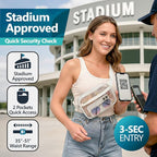 Veckle Clear Fanny Pack Stadium Approved - Plus Size 35-51 Inch Adjustable Strap Transparent Belt Bag for Women Men Fits 7.5" Smartphone, Crossbody Clear Bag for Stadium Events Sports Concerts, White