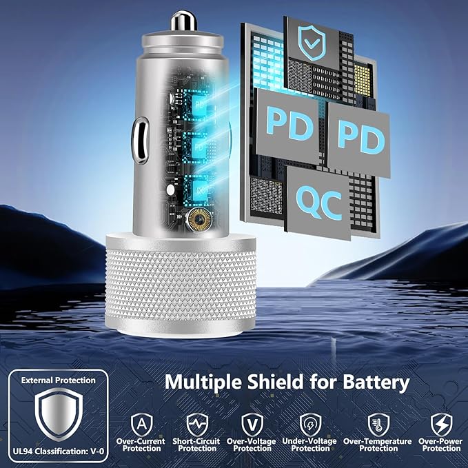 [Apple MFi Certified] iPhone 17 Car Charger, KYOHAYA 3-Port 67W PD/QC Power Adapter USB-C Fast Car Charging Cigarette Lighter with Type-C Cable for iPhone 17/17 Pro Max/16 Pro/15/Galaxy S26/S25/Pixel