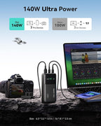 INIU USB C to USB C Cable, 240W Fast Charging Type C Charger Cord with 25000mAh Power Bank,Compact High Capacity 140W Laptop Portable Charger, USBC Tablet Powerbank