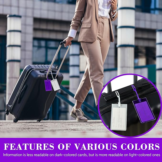50 Pack Luggage Tags for Suitcases, Airplane Travel Essentials for Flying, International Travel Must Haves, and Luggage Accessories by Sodsay