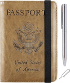 Passport Holder Cover Wallet Travel Essentials RFID Blocking Leather Card Case International Must Haves Travel Accessories for Women Men(113#Brown)