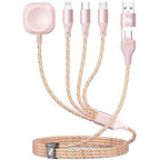 Multi Charging Cable for Apple Watch Charger 4ft, 4 in 1 Charging Cable Nylon Braided Lightning Type C USB Cord iWatch Wireless Charger Universal for Apple iPhone Android Phone and iWatch