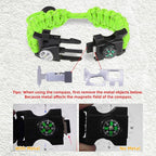 Survival Bracelets, Paracord Bracelets (2 pcs) with Loud Whistle Light Flint, Adjustable Compass Bracelet for Outdoor Camping Hiking Fishing Hunting, Multitools Tactical Gear, Bearable 300 lb