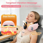 Medicane Pink Neck Travel Pillow with Massage, Neck Massager with Heat & Gentle Vibration Massage with Ergonomic Foam,Perfect for Airplane,Car,Office,Pain Relief,Sleeping,Traveling,Long Flight