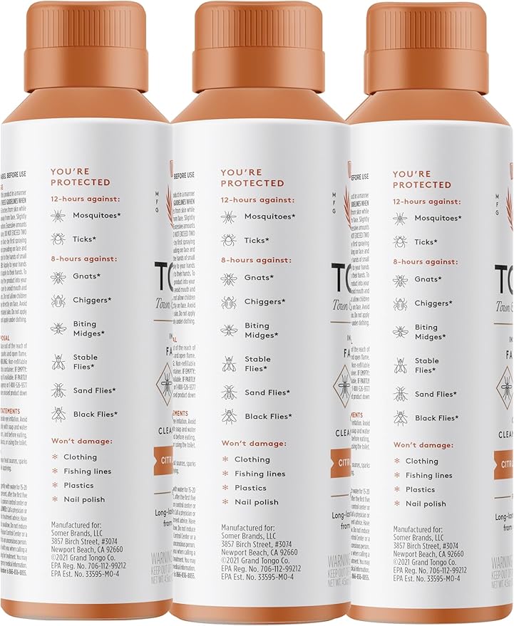 Grand Tongo Citrus + Sandalwood Insect Repellent, 12-Hour Mosquito & Tick Protection, Picaridin-Based, Water-Based, Lightweight, Quick-Drying, Vanishing Scent, DEET Alternative, Face & Body Use,3 Pack