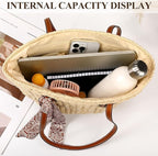 Trifabricy Beach Bags for Women, Summer Straw Bag, Woven Straw Beach Tote Bag Shoulder Handbags