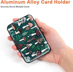 Mayski Credit Card Holder, RFID Blocking, Aluminum Alloy Hard Case, Small Mini Business Metal Wallet for Women Men, Mushroom