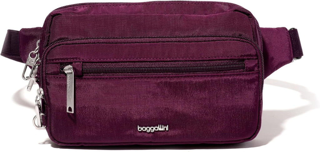 Baggallini Securtex Anti-theft Belt Bag 8.8"x5.5" Crossbody Fanny Pack for Women RFID Wallet Locking Zipper Travel Purse