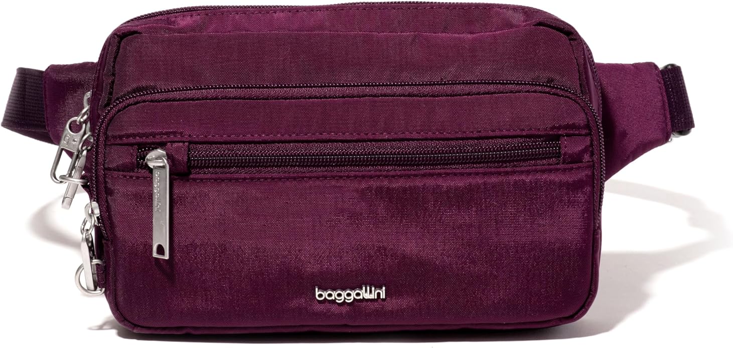 Baggallini Securtex Anti-theft Belt Bag 8.8"x5.5" Crossbody Fanny Pack for Women RFID Wallet Locking Zipper Travel Purse