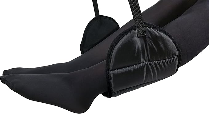 Sleepy Ride - Airplane Footrest Made with Premium Memory Foam - Airplane Travel Accessories - Helps to Prevent Swelling and Soreness - Provides Comfort for Shorter Legs (Jet Black)