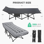 JEAREY Camping Cot for Sleeping 28" Extra Wide, Heavy-Duty 1200D Oxford Foliding Cots for Adults Portable with Mattress, Carry Bag for Guest, Travel, Hiking, Light Gray