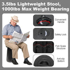 ALEVMOOM Upgraded 19.7" Collapsible Stool Portable + 1.38" Thicker Cushion, Telescoping Folding Seat for Adults, 1000lbs Max Weight, Heavy Duty Portable Chair for Outdoor Travel&Camping