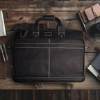 LEATHER VILLAGE 18" Leather Laptop Messenger Briefcase Bag for Men-Leather Satchel for Travel and Office Shoulder Bag- Black