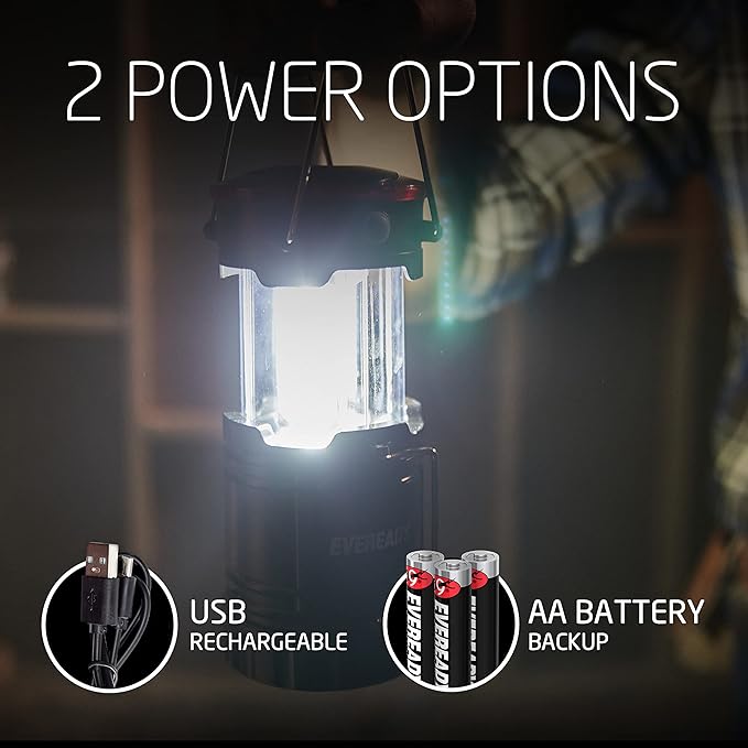 EVEREADY 360 LED Camping Lantern (2-Pack), Collapsible LED Lanterns, Rugged Survival Kits for Hurricane, Emergency Light for Storm, Outages, Outdoor Portable Lanterns
