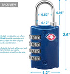 TSA Locks for Luggage, 2-Pc Durable Steel Padlock, Keyless Easy to Read 4-Digit Combination Lock for Backpacks, Travel Suitcases, Toolbox, Filing Cabinets, Baggage & Gym Locker, Red/Blue