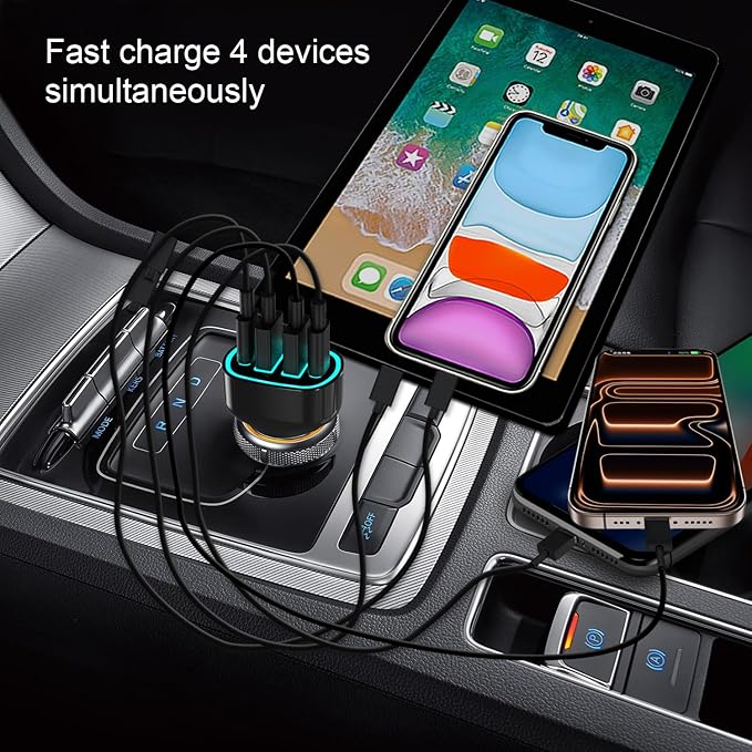 2Pack USB C Car Charger Adapter, AVS PD 3.2 QC 5.0 USB Charger, Multi Port Cigarette Lighter Car Phone Charger Compatible with MacBook iPhone 17 16 15 Pro Max iPad, Galaxy S26 25 24 Ultra.