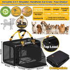 PAWZIDEA Large Pet Carrier Expandable, 24"×16"×16" Soft-Sided Cat Carrier for 2–4 Cats up 55lb, Portable & Collapsible Small Medium Dog Travel Crate for Car, XL Storage Pocket, ID Card, Shoulder Strap