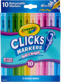 Crayola Clicks Retractable Markers Bold (10ct), Teacher Classroom School Supplies, Spring Crafts, No Dry Washable Markers for Kids
