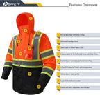 JKSafety Hi-Vis Reflective Safety Rain Jacket and Pants for Men Women Waterproof Rain Gears for Farming Fishing Work HV Rain Suit with Inner Mesh Lining and Pockets (117-Orange L)