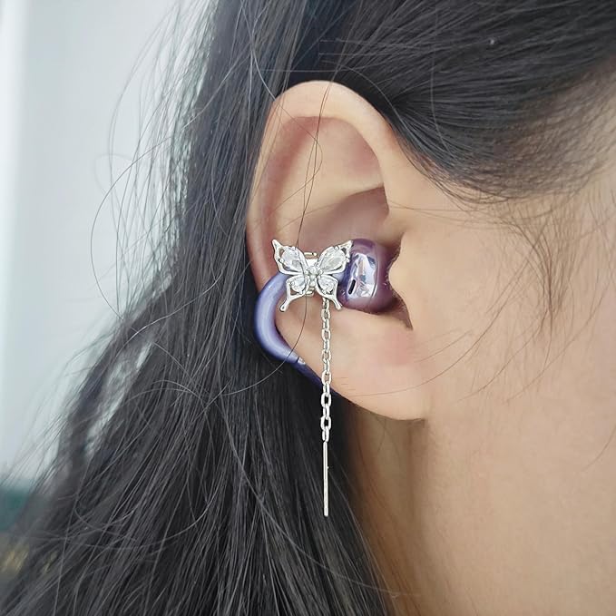 Bow Rhinestone for Clip on Earbuds Open Ear Accessories, Elegant Zirconia Decorative Earphone Accessories, Removable Exquisite DIY Decoration