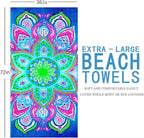 Oversized Terry Beach Towel 36 x 72 in Soft Extra Large Big Pool Swim Towels for Adults XL Clearance Big Travel Blanket Cruise Vacation Accessories Essentials Lounge Chair Cover Purple Floral