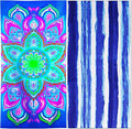2 Packs Oversized Beach Towel Set Extra Large Big XL Pool Camping Swim Clearance Towels 36x72 Soft Blanket Cruise Essentials Accessories Must Haves Vacation Necessities Adult Blue Stripe Flower