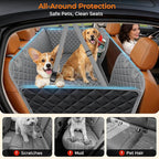 URPOWER XL Dog Backseat Extender for Full-Size Crew Cab Truck, Hard Bottom Dog Car Seat Cover for Back Seat Holds 400lbs, Waterproof Dog Hammock Pet Rear Seat Protector Travel Bed for F150 / Silverado