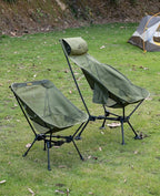 iClimb Ultralight Compact Camping Folding Beach Chair with Anti-Sinking Large Feet (Black - Triangular Frame High Back - 2PC)